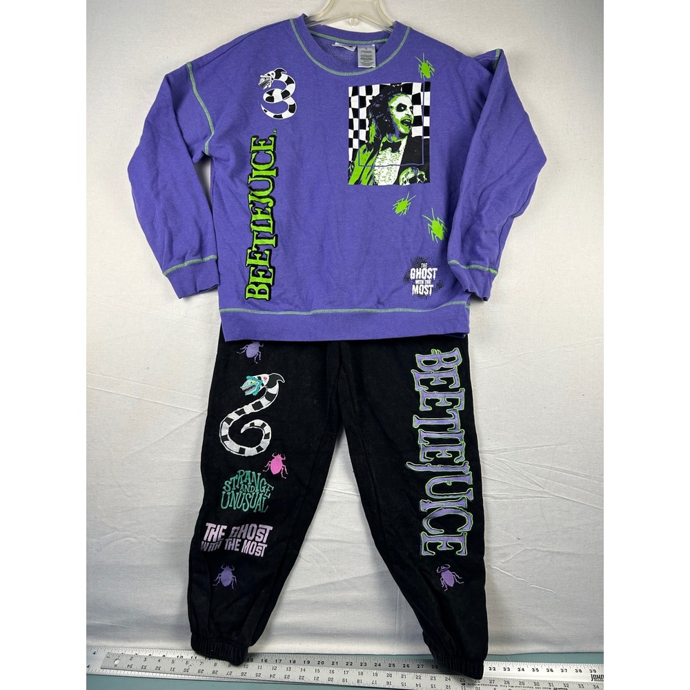Beetlejuice Graphic Sweatshirt and Joggers Set Purple Black LT32416CC L/M